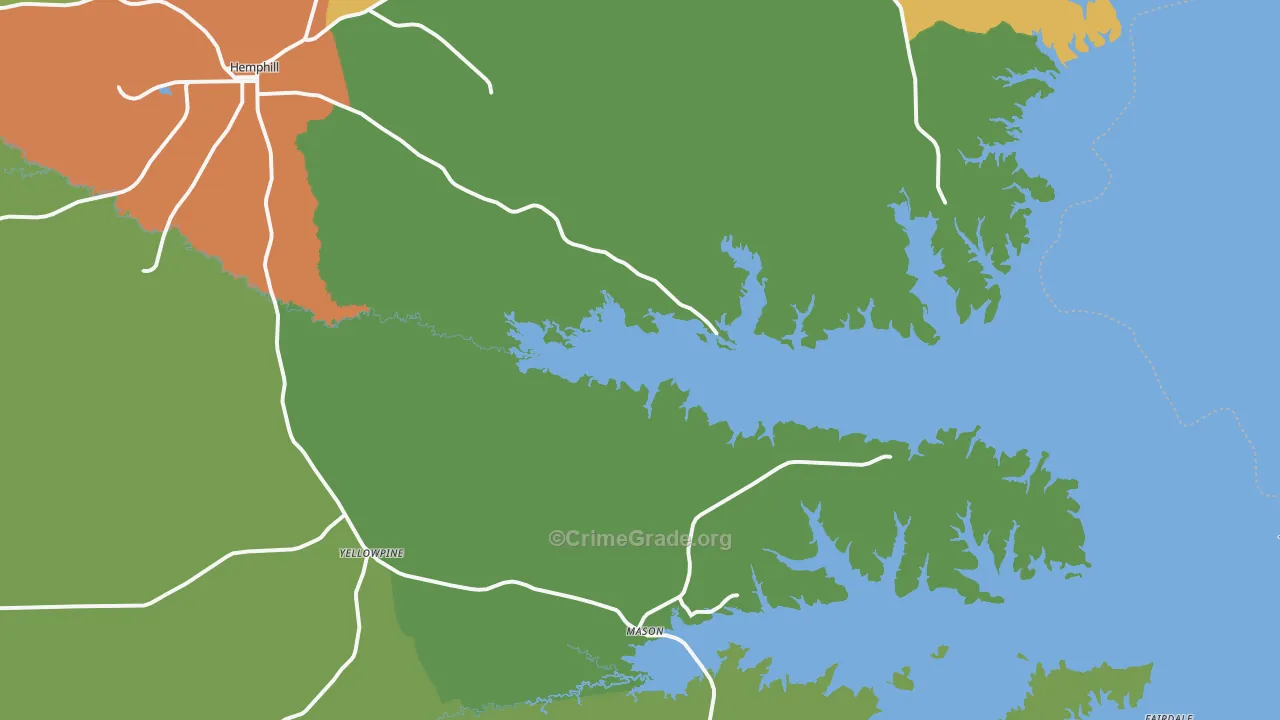 Hemphill, TX Map of Murder Rates