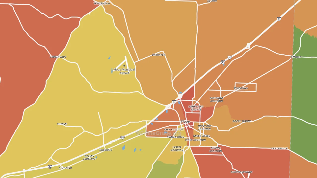 Hempstead County, AR Map of Murder Rates