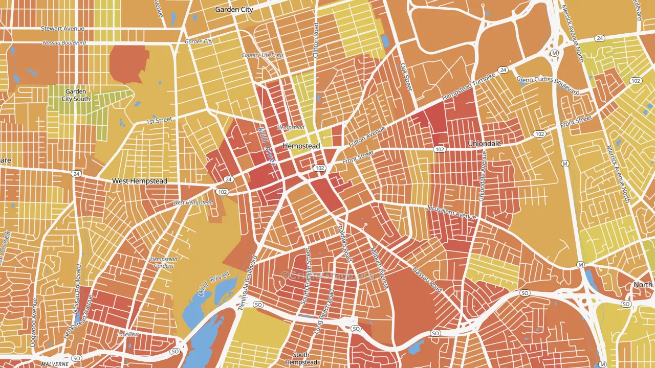 Hempstead, NY Map of Murder Rates