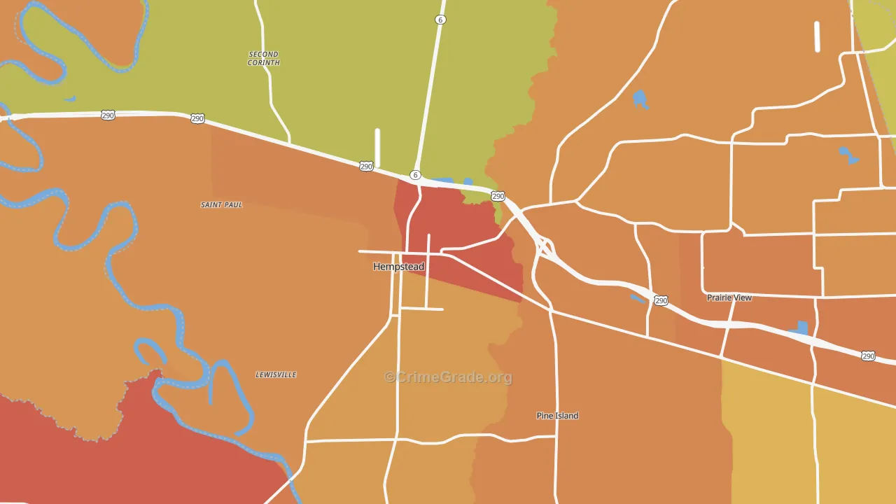 Hempstead, TX Map of Murder Rates