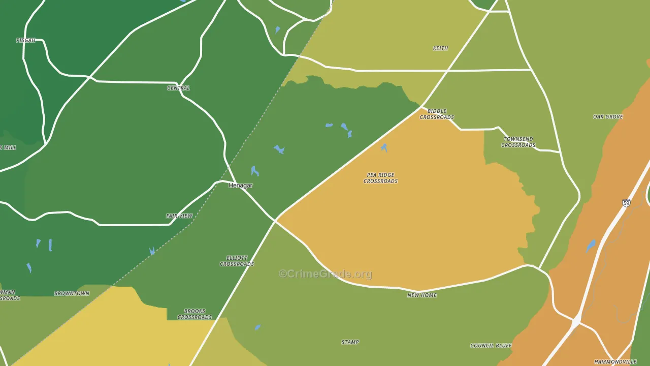 Henagar, AL Map of Murder Rates