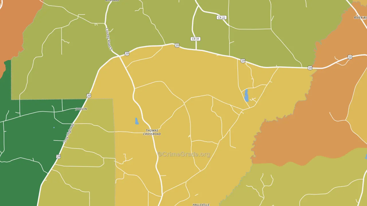 Henderson, AL Map of Murder Rates