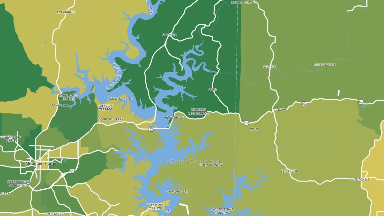Henderson, AR Map of Murder Rates