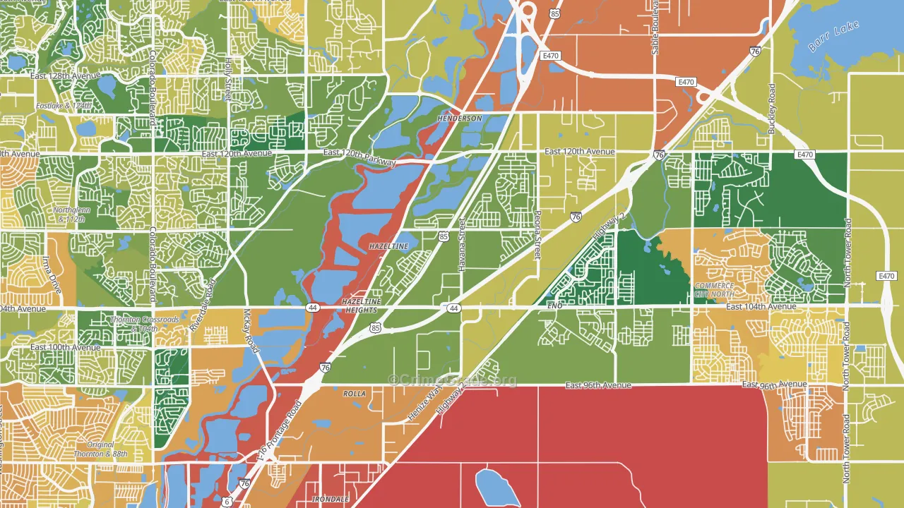 Henderson, CO Map of Murder Rates