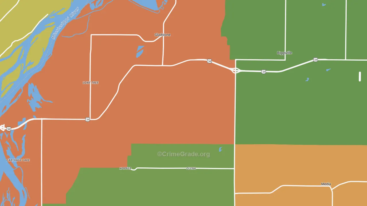 Henderson County, IL Map of Murder Rates