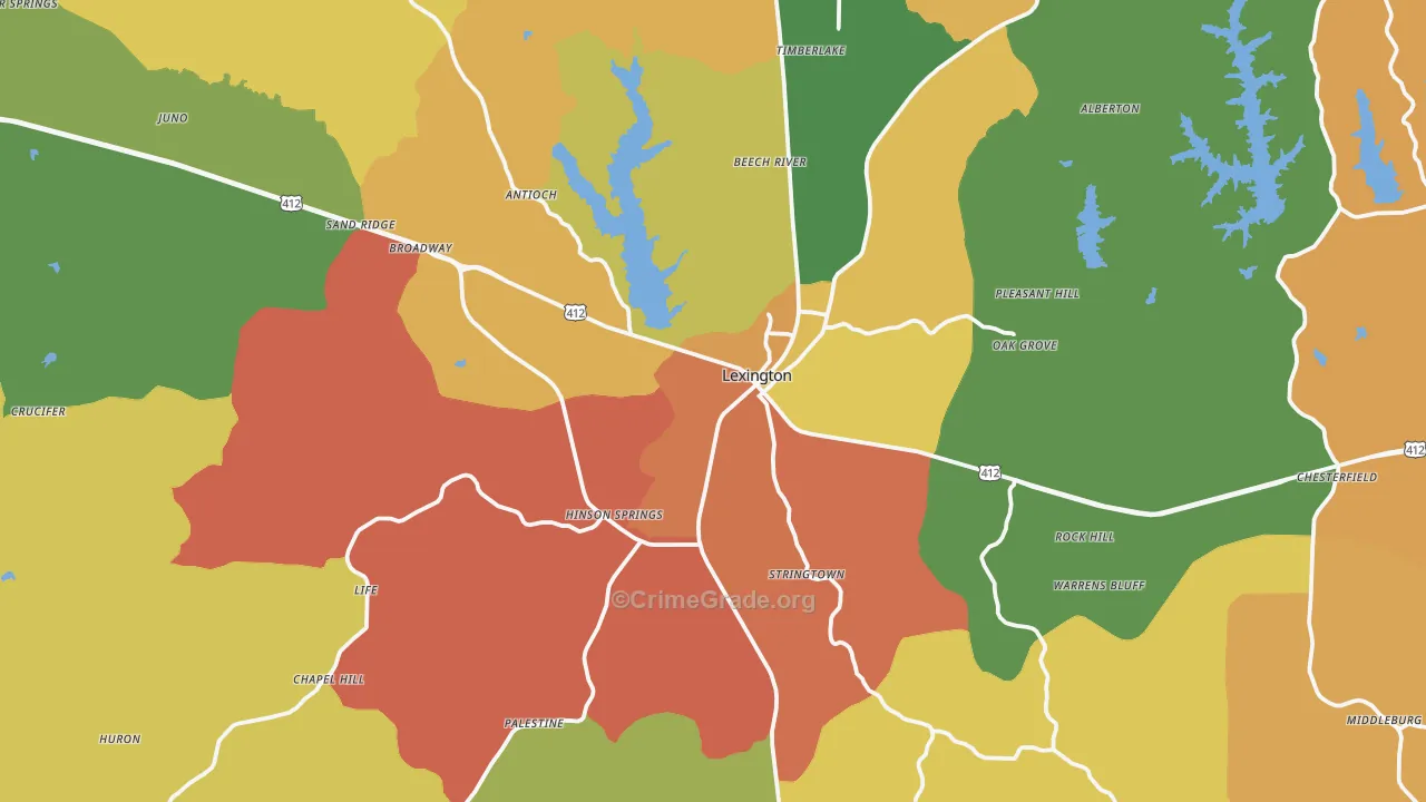 Henderson County, TN Map of Murder Rates