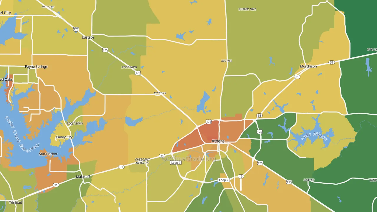 Henderson County, TX Map of Murder Rates