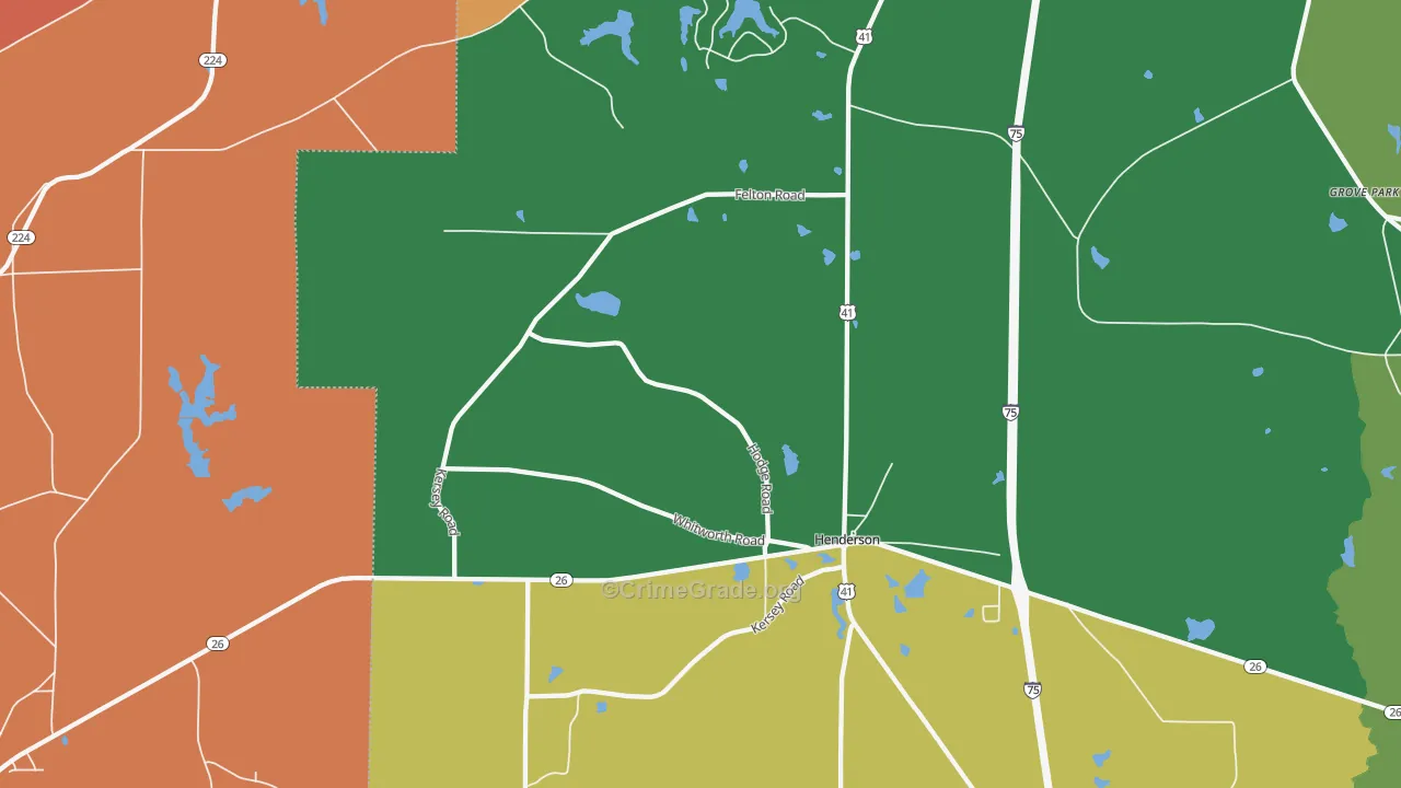 Henderson, GA Map of Murder Rates
