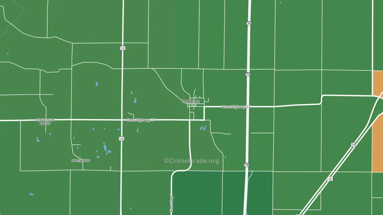 Henderson, IL Map of Murder Rates