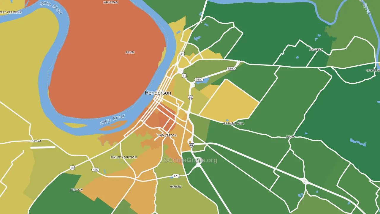 Henderson, KY Map of Murder Rates