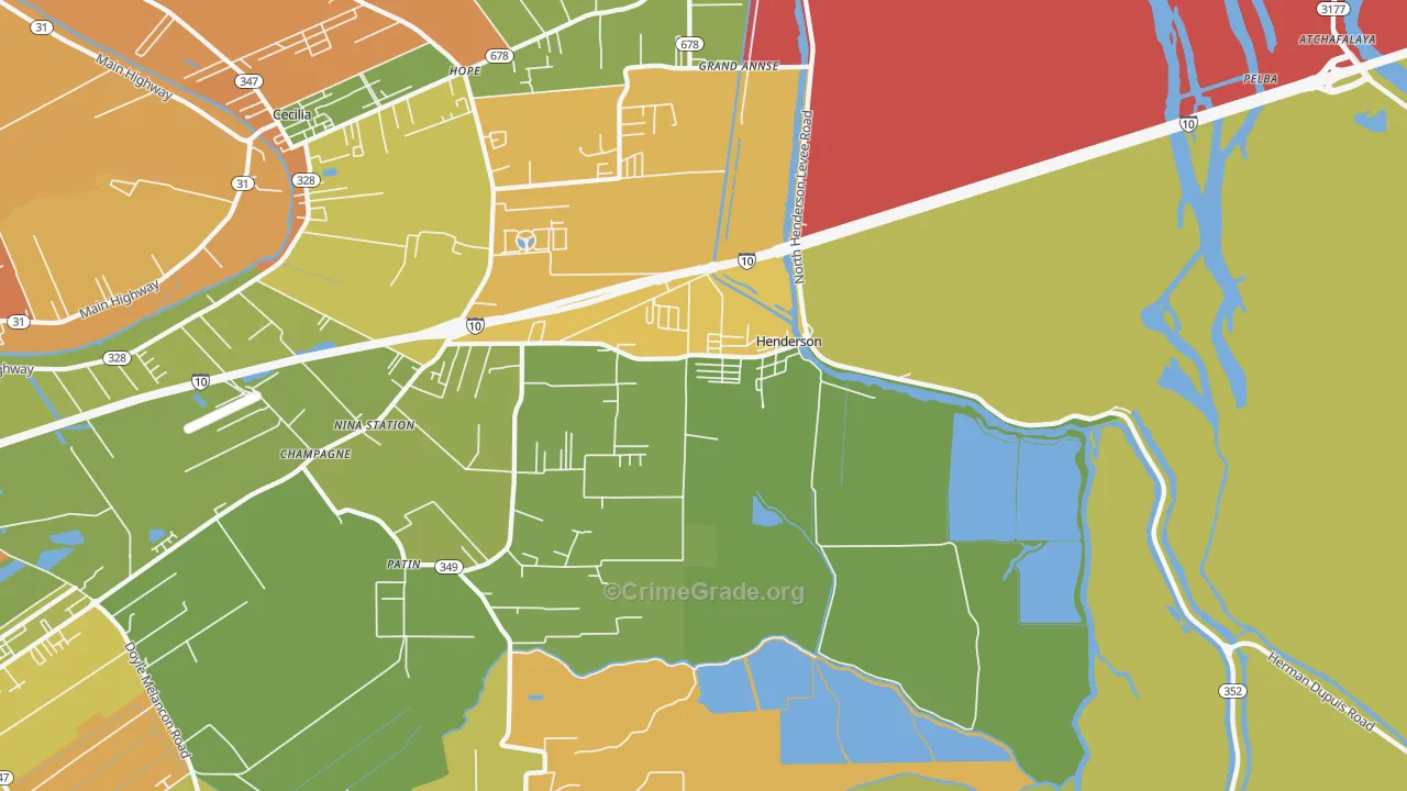 Henderson, LA Map of Murder Rates