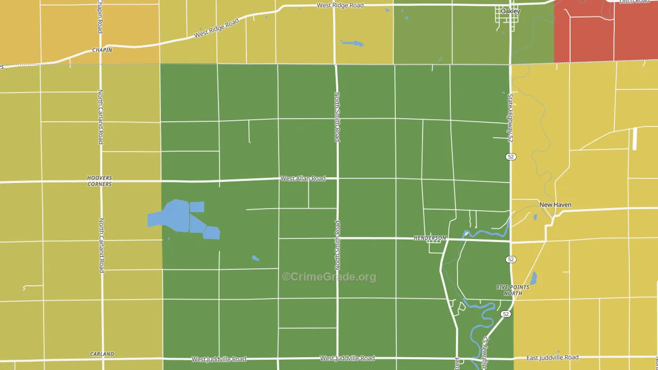 Henderson, MI Map of Murder Rates