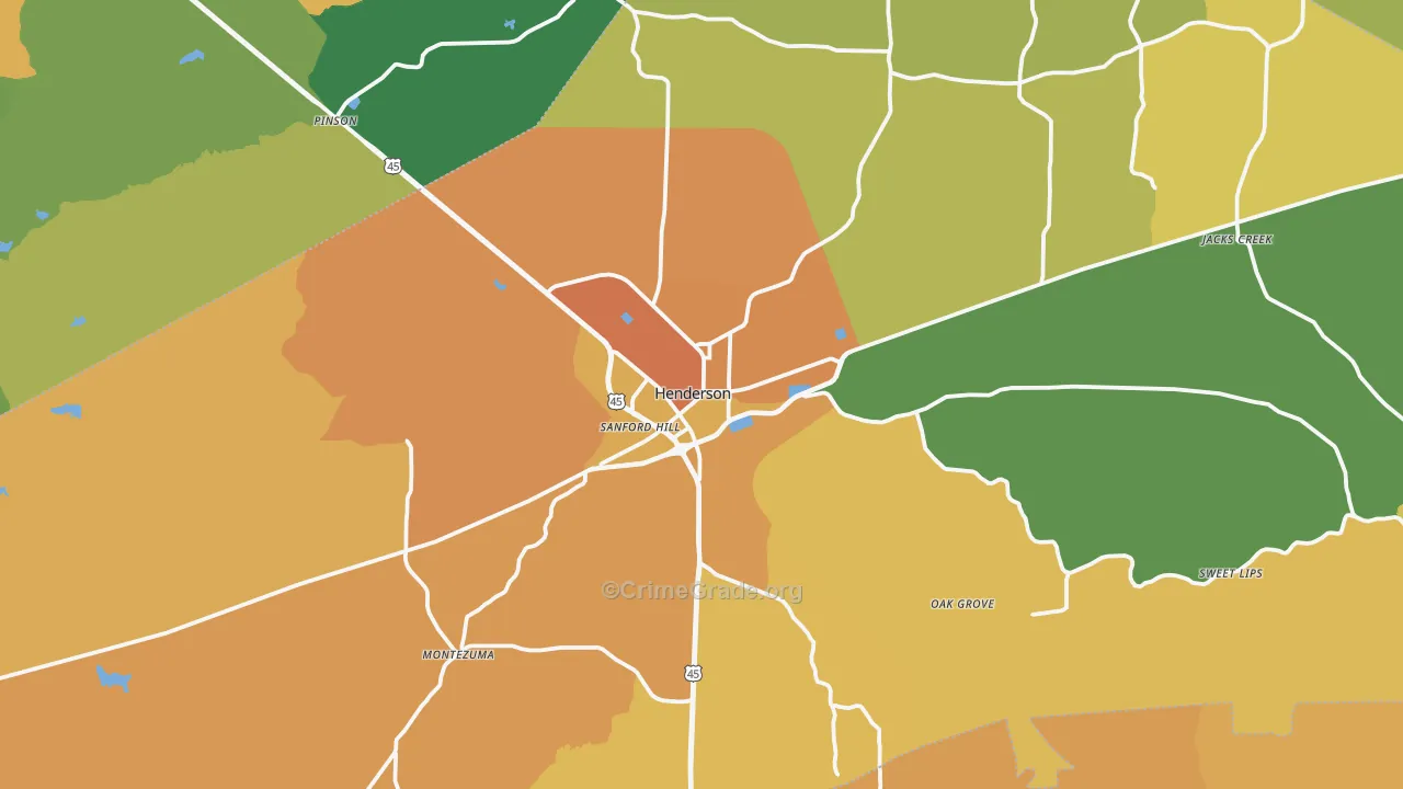 Henderson, TN Map of Murder Rates