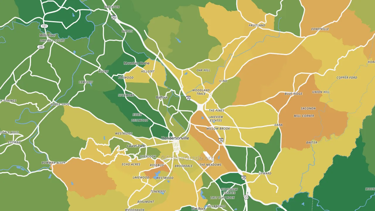 Hendersonville, NC Map of Murder Rates