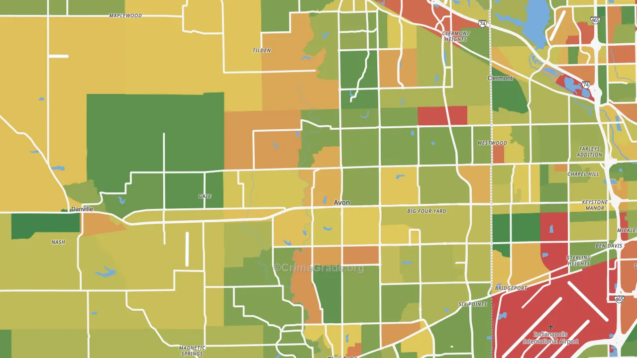 Hendricks County, IN Map of Murder Rates