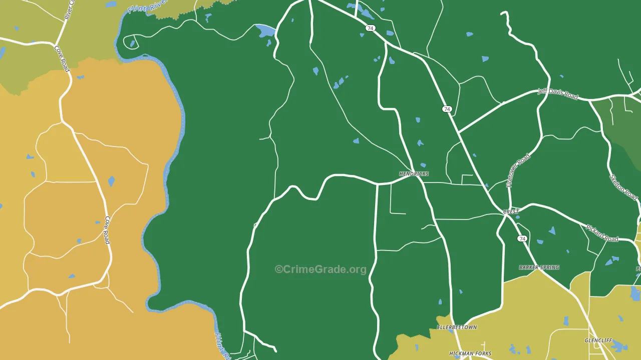 Hendricks, GA Map of Murder Rates