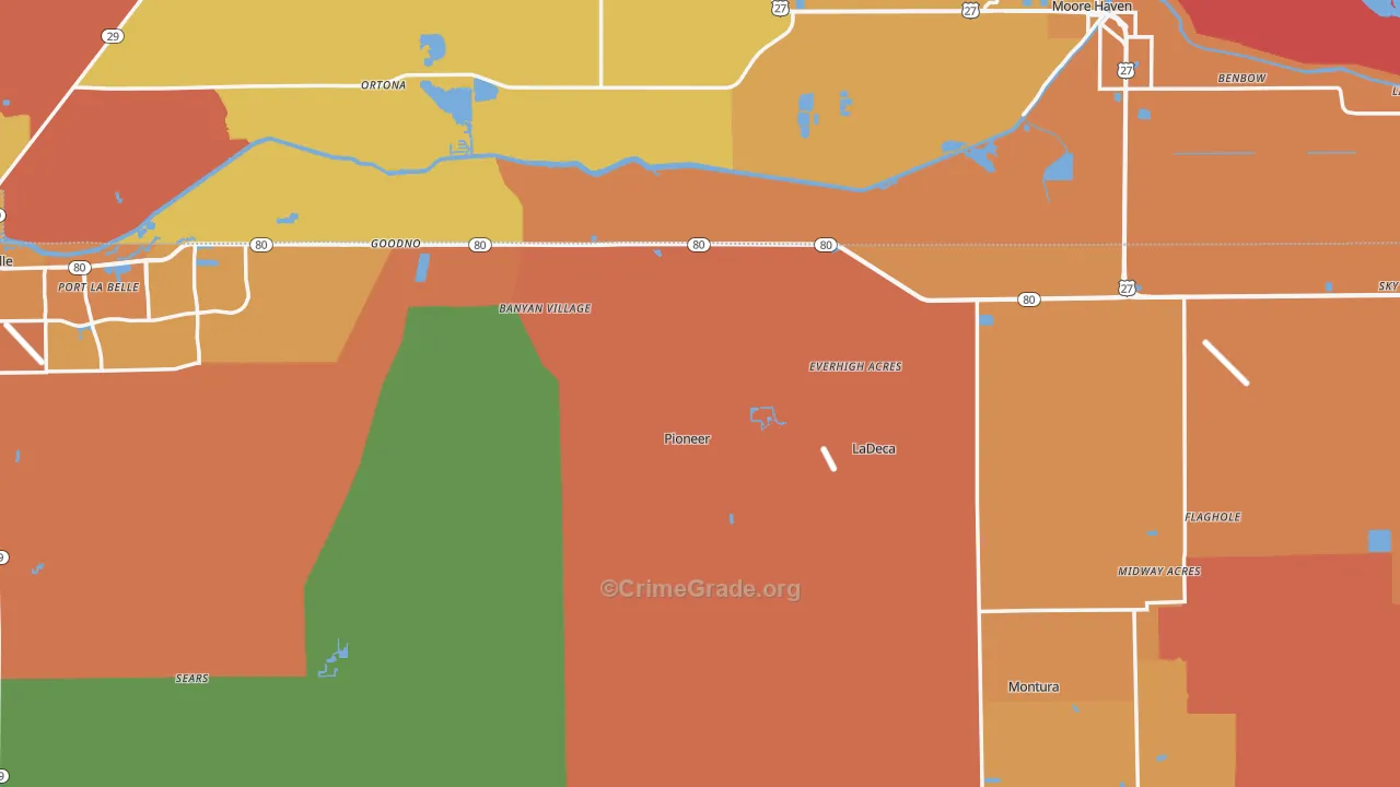 Hendry County, FL Map of Murder Rates