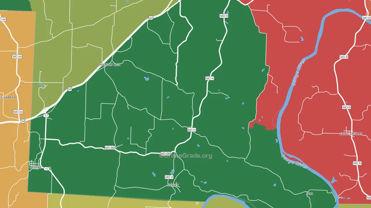 Henley, MO Map of Murder Rates