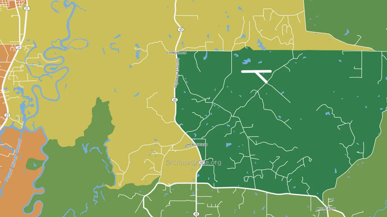 Henleyfield, MS Map of Murder Rates