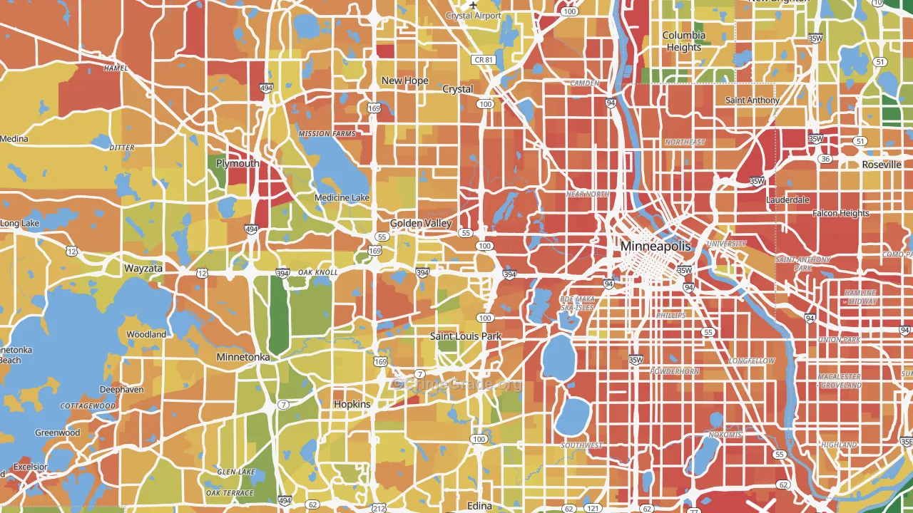 Hennepin County, MN Map of Murder Rates
