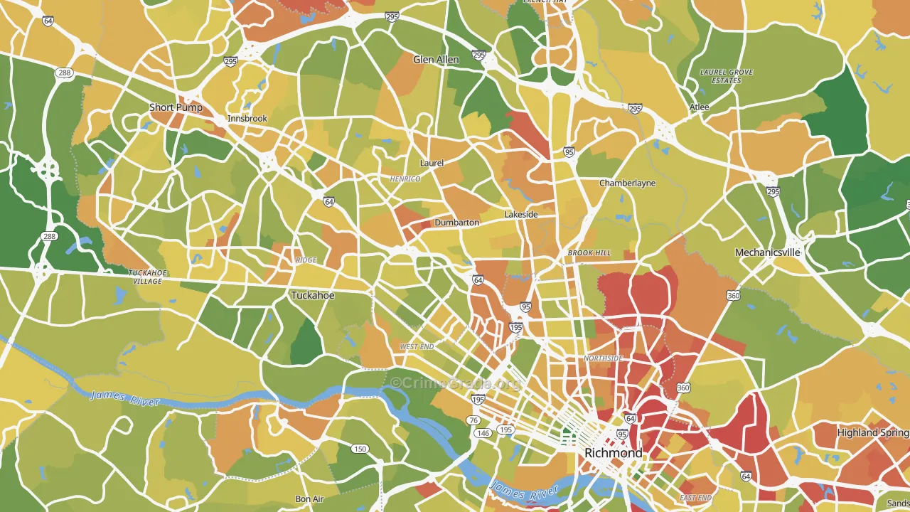 Henrico County, VA Map of Murder Rates