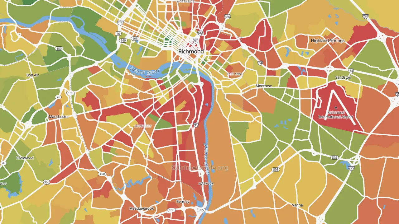 Henrico, VA Map of Murder Rates