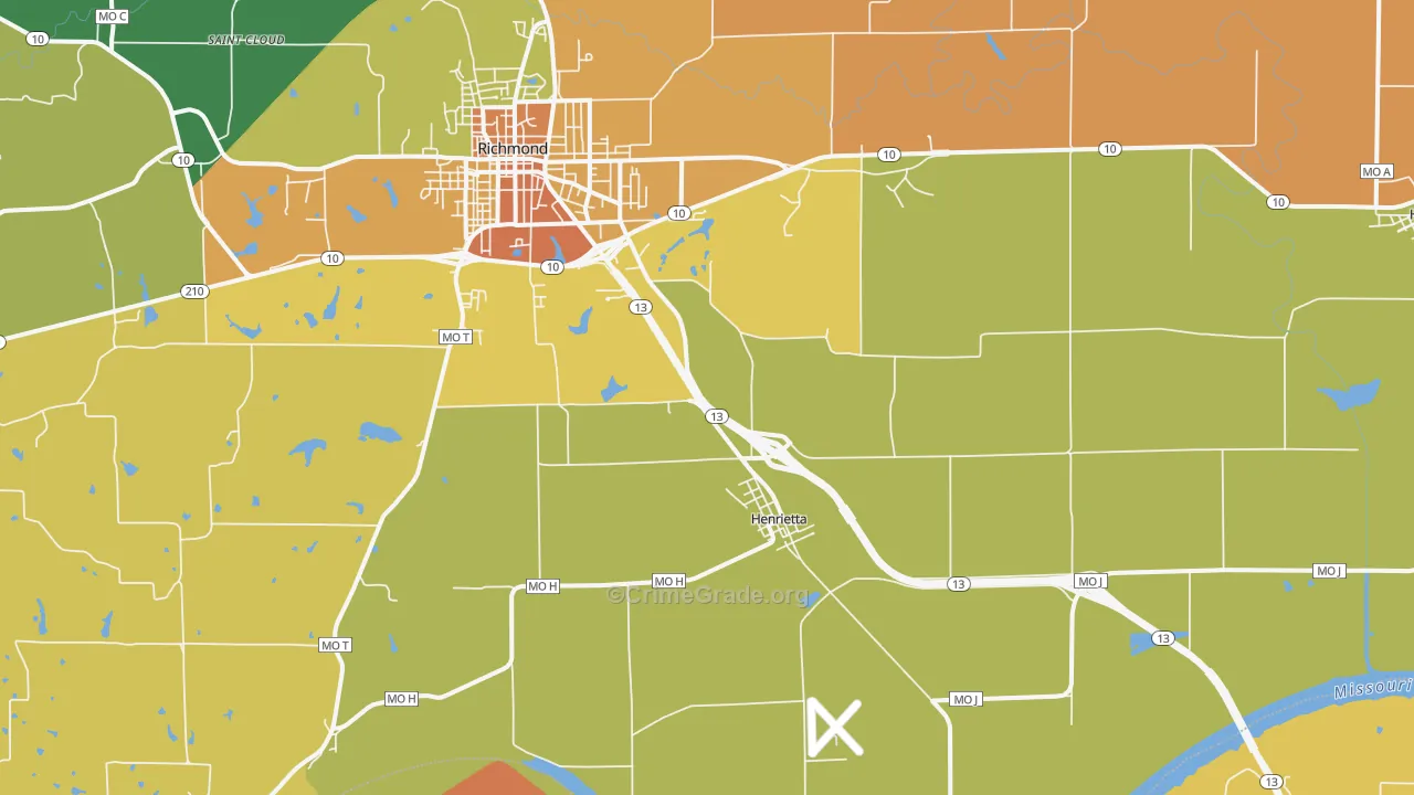 Henrietta, MO Map of Murder Rates
