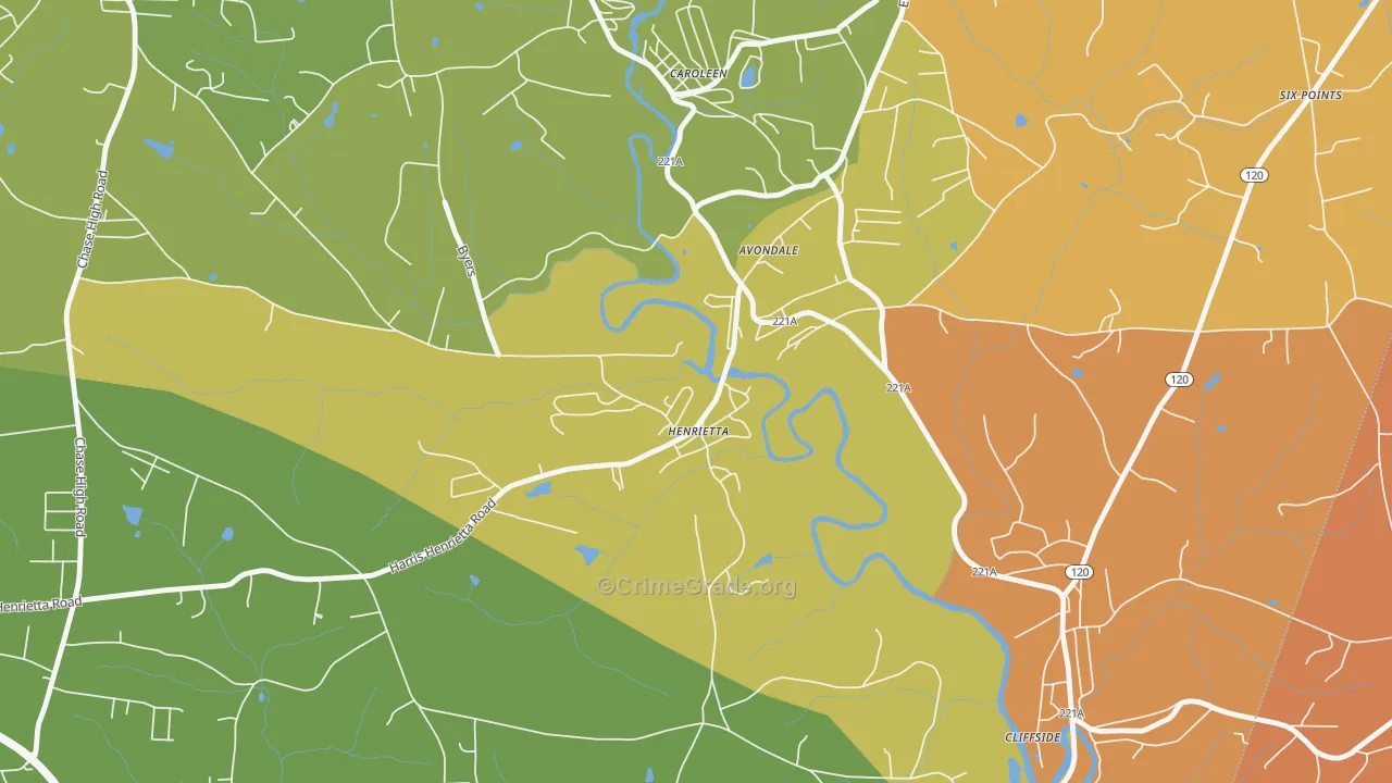 Henrietta, NC Map of Murder Rates