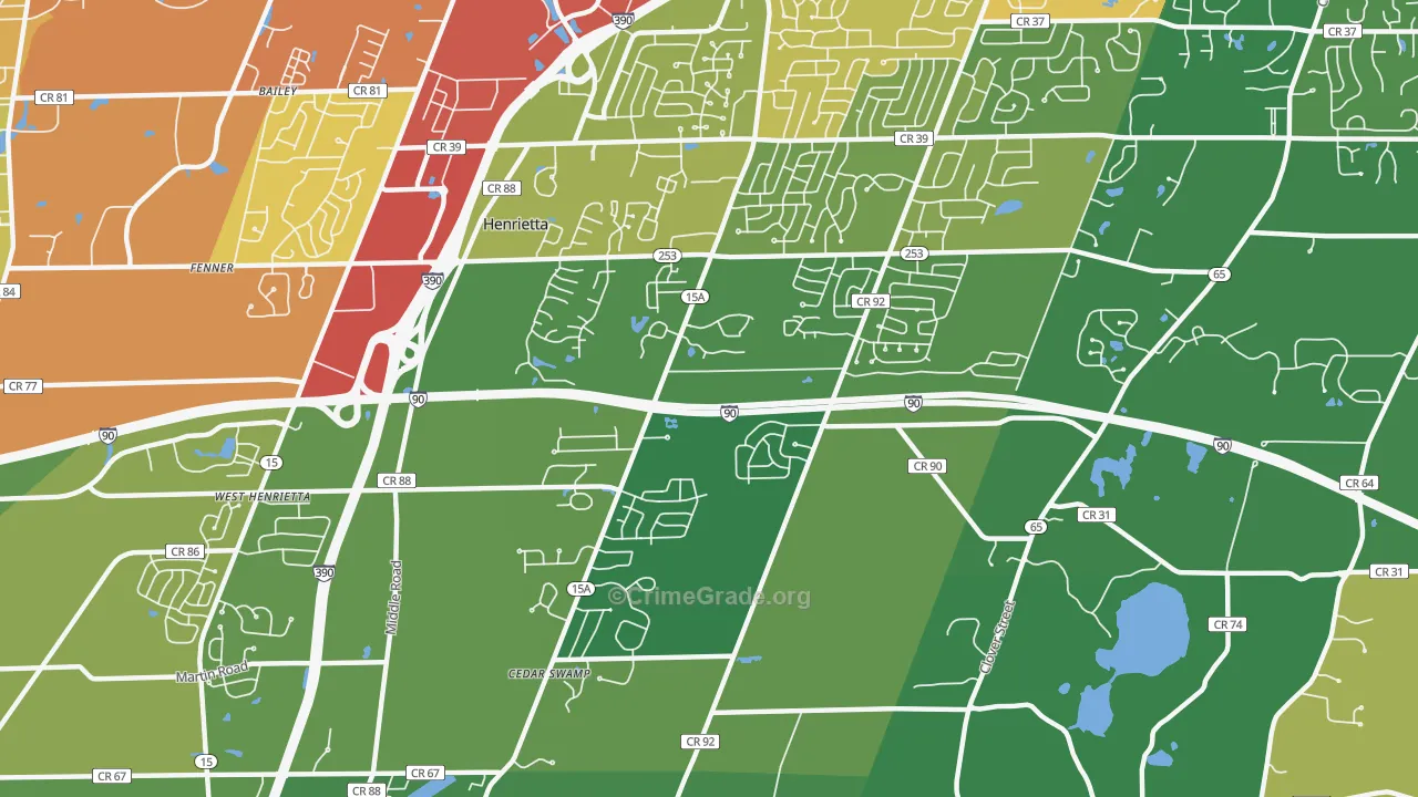 Henrietta, NY Map of Murder Rates