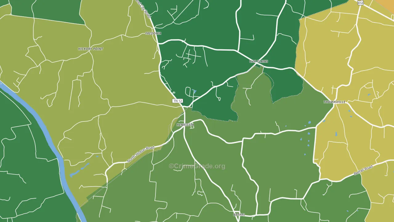 Henrietta, TN Map of Murder Rates