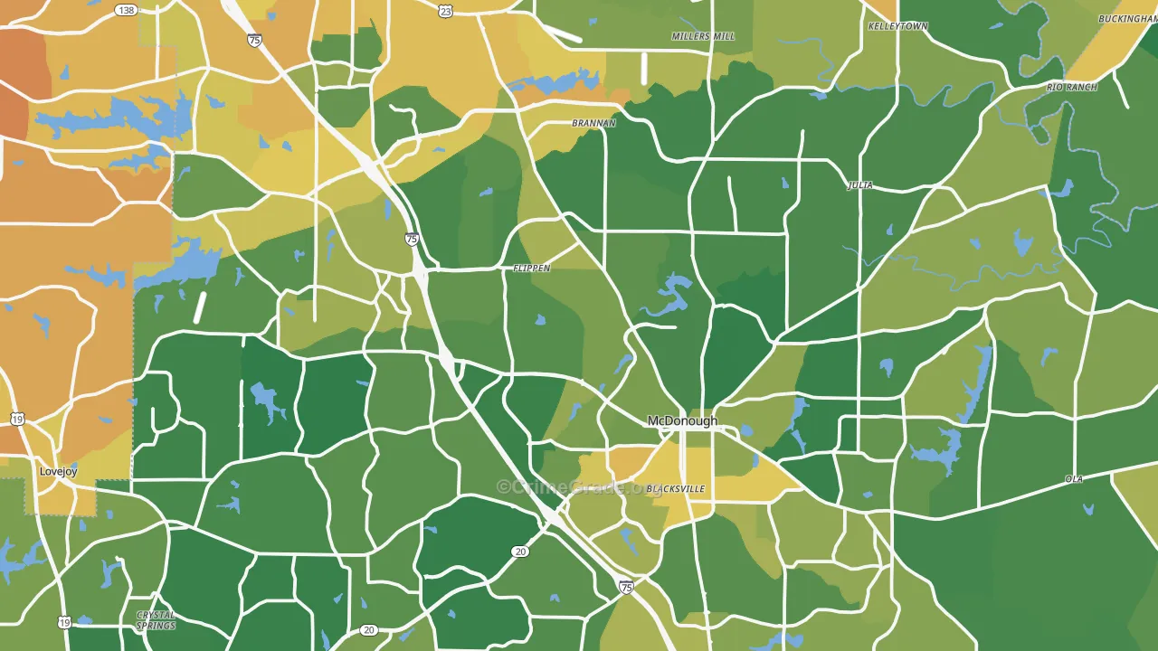 Henry County, GA Map of Murder Rates