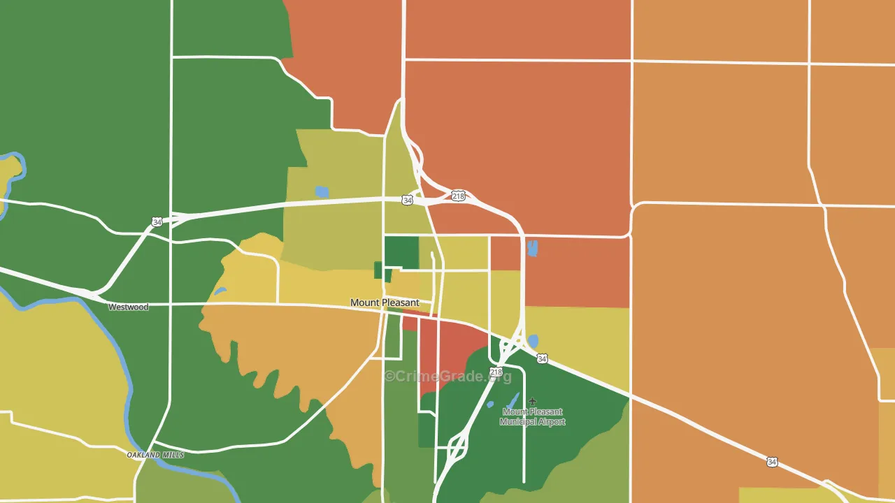 Henry County, IA Map of Murder Rates