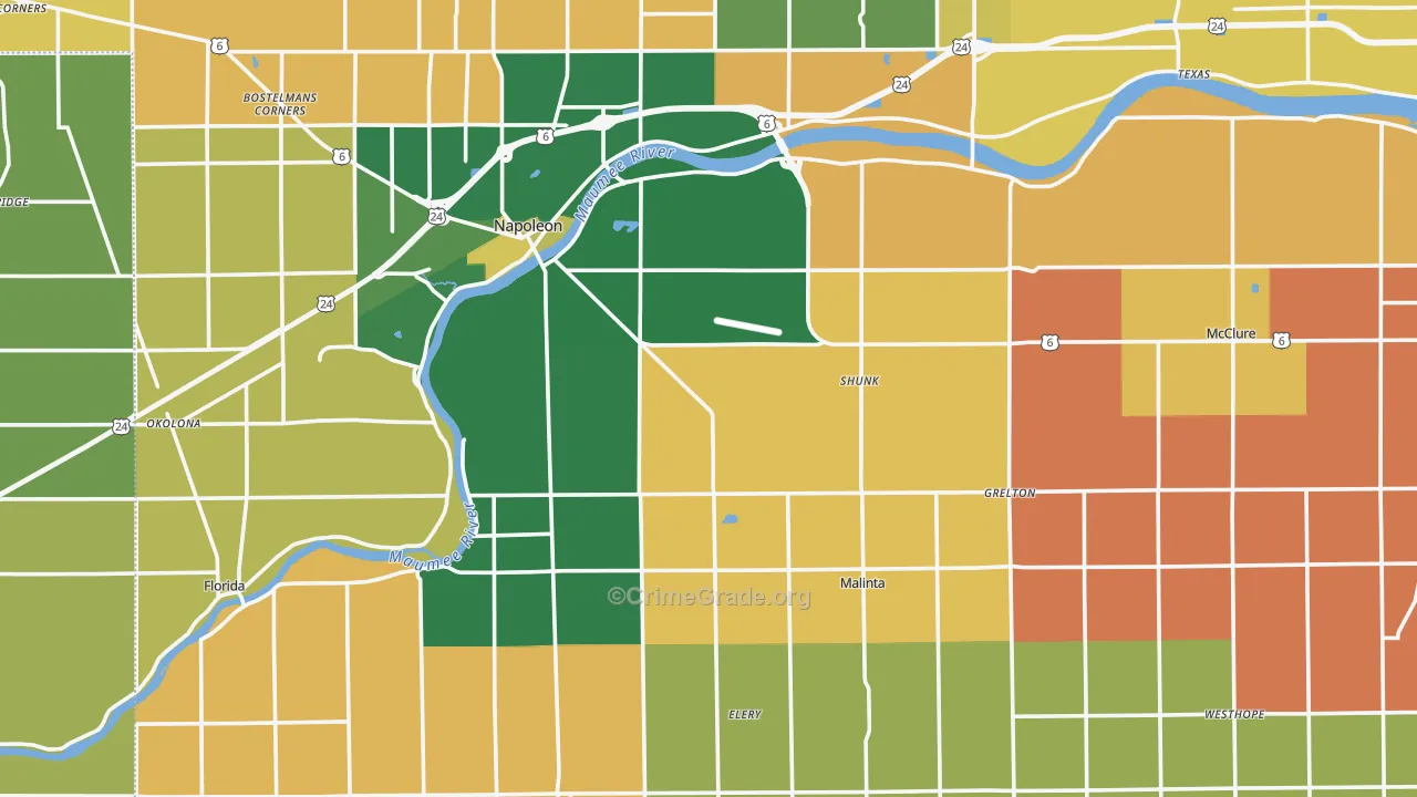 Henry County, OH Map of Murder Rates