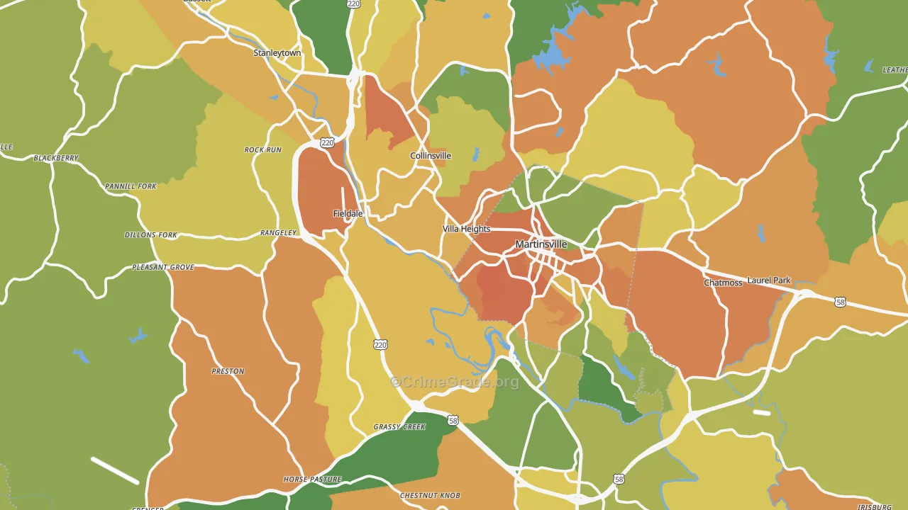 Henry County, VA Map of Murder Rates