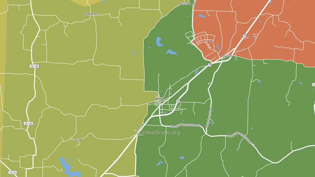 Henry, TN Map of Murder Rates