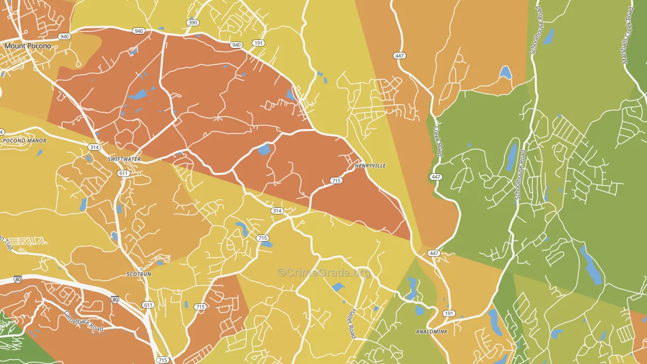 Henryville, PA Map of Murder Rates