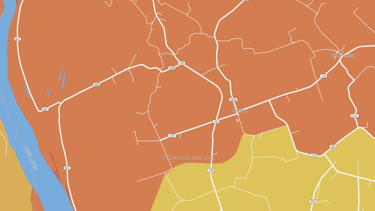 Henshaw, KY Map of Murder Rates