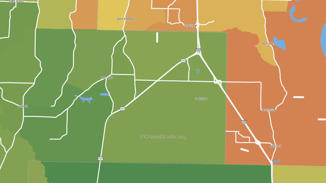 Hensley, AR Map of Murder Rates