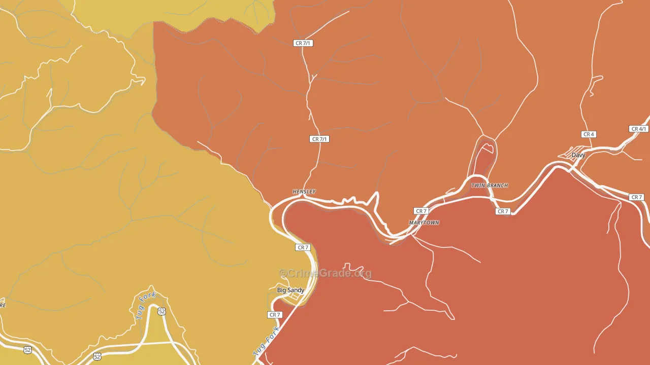 Hensley, WV Map of Murder Rates