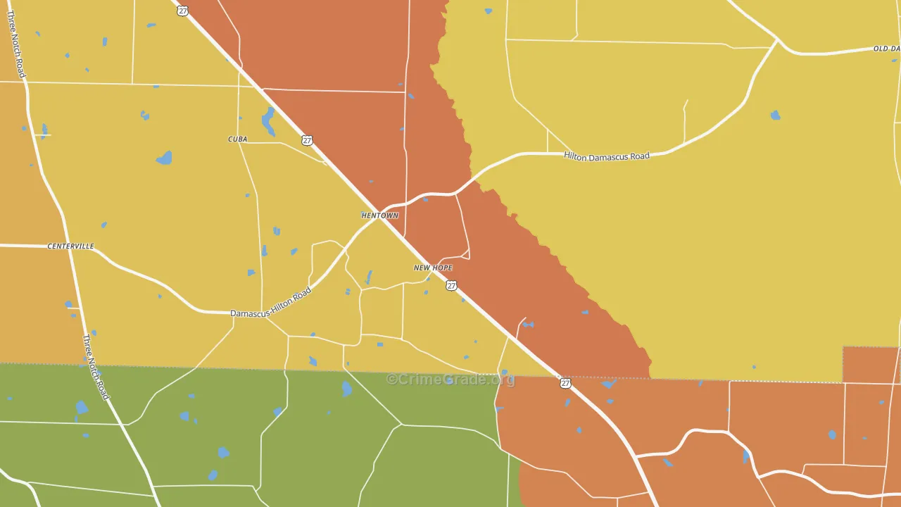Hentown, GA Map of Murder Rates