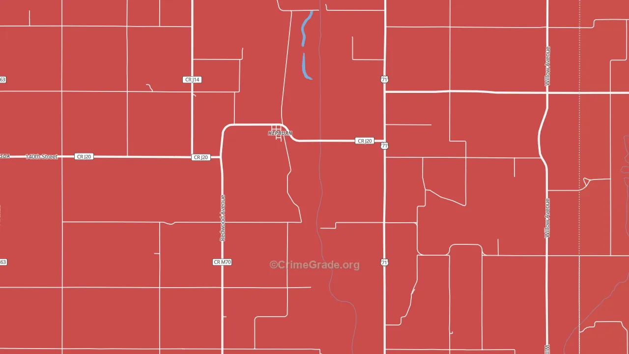 Hepburn, IA Map of Murder Rates