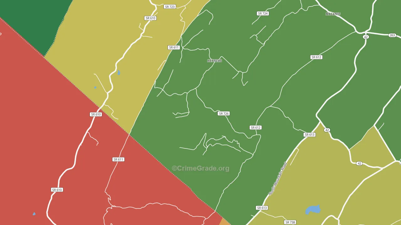 Hepners, VA Map of Murder Rates