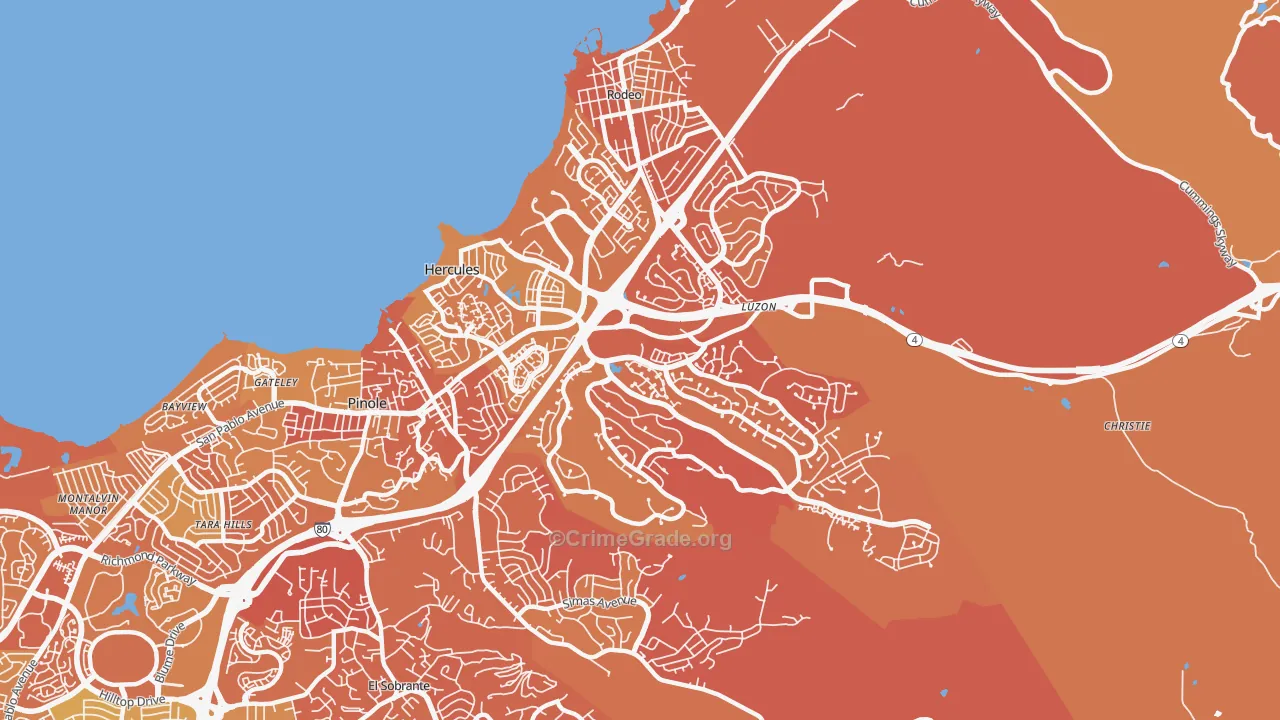 Hercules, CA Map of Murder Rates
