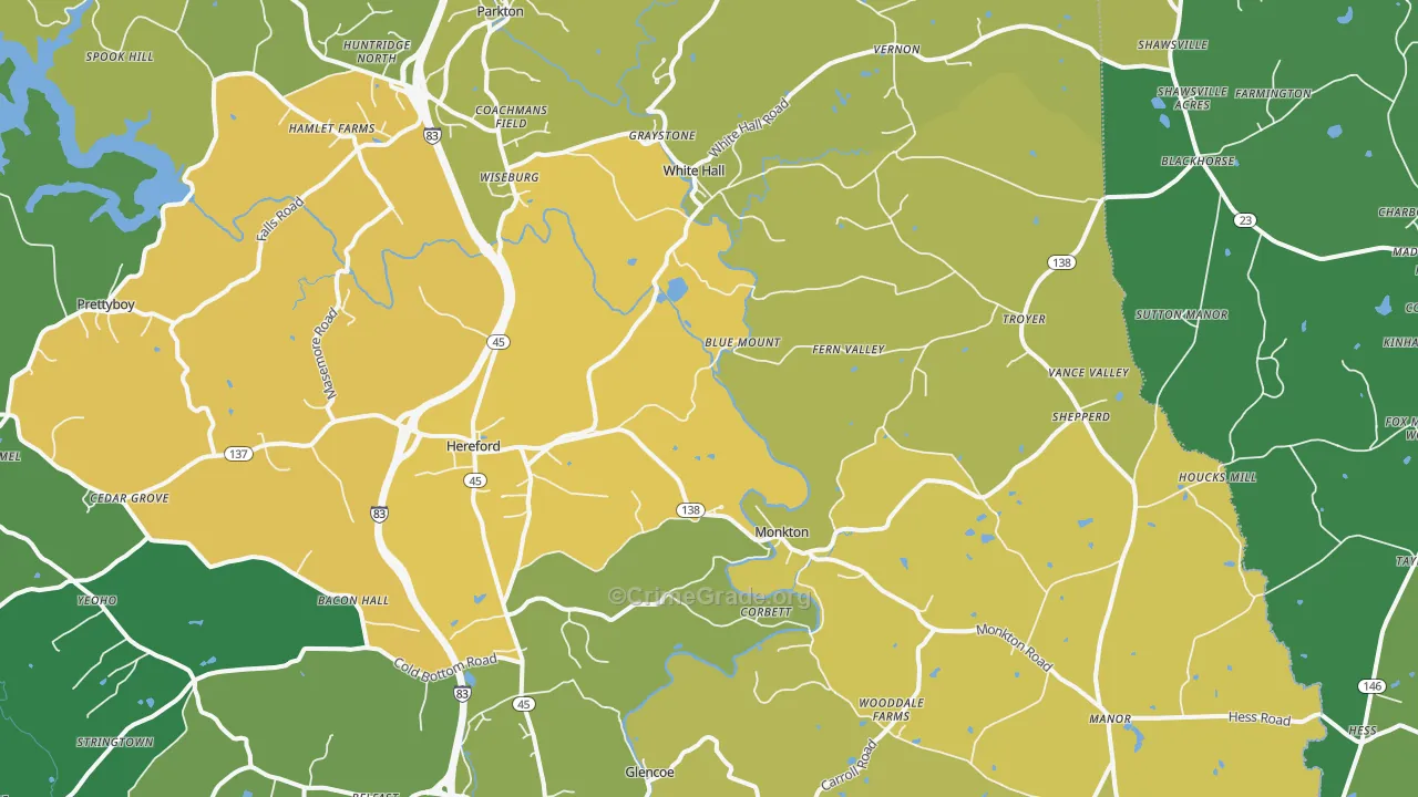 Hereford, MD Map of Murder Rates