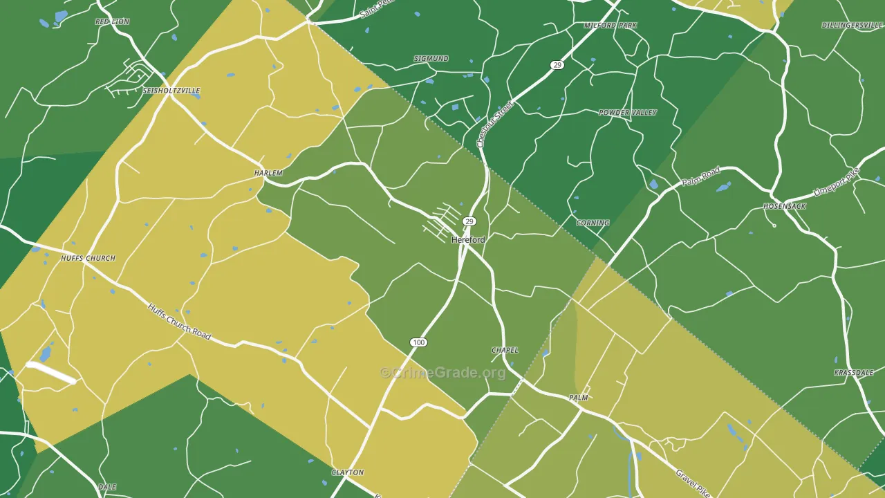 Hereford, PA Map of Murder Rates