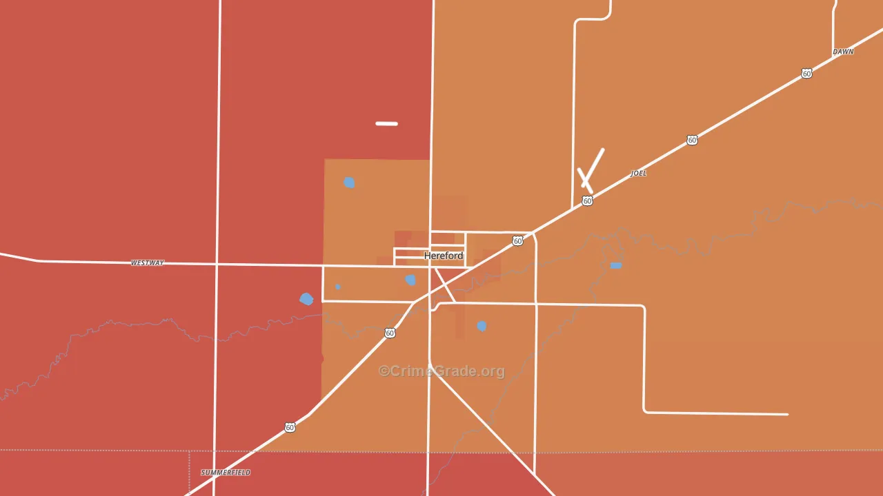 Hereford, TX Map of Murder Rates