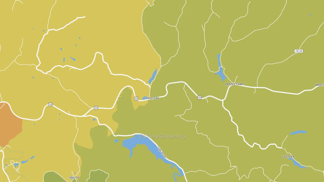 Hereford, WV Map of Murder Rates