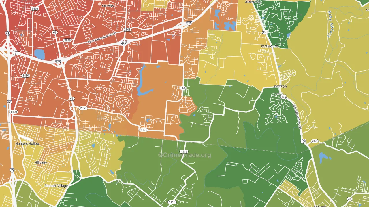 Heritage Creek, KY Map of Murder Rates