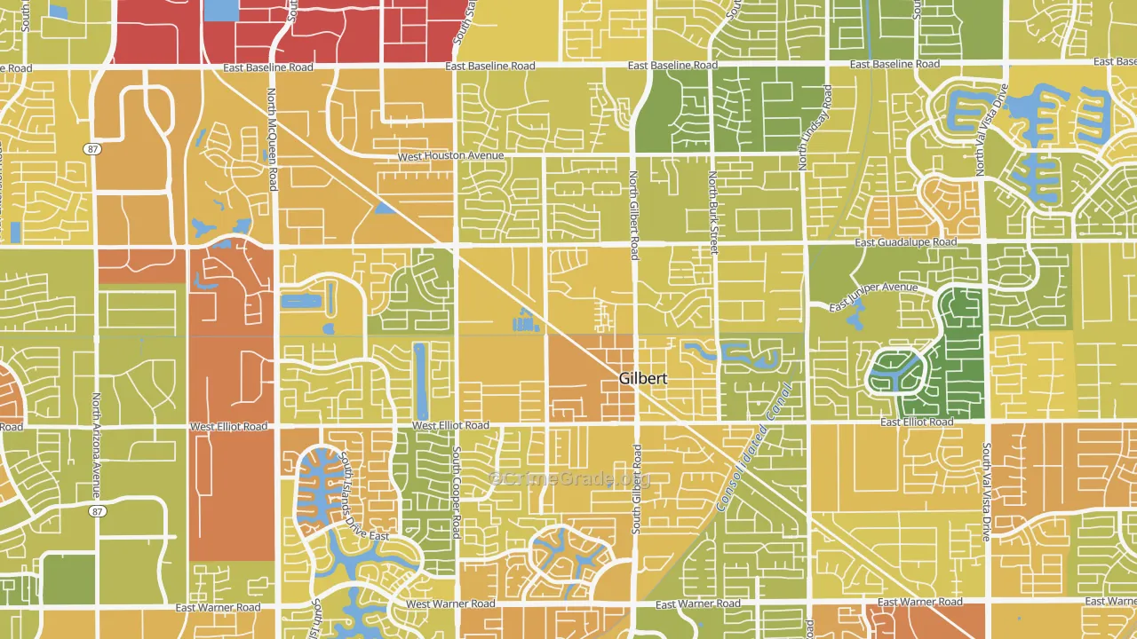 Heritage District, Gilbert, AZ Map of Murder Rates