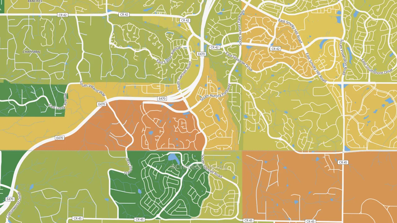 Heritage Eagle Bend, Aurora, CO Map of Murder Rates